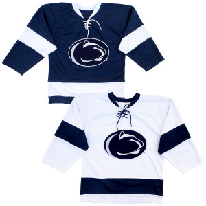 youth navy and white hockey jerseys with Penn State Athletic Logo
